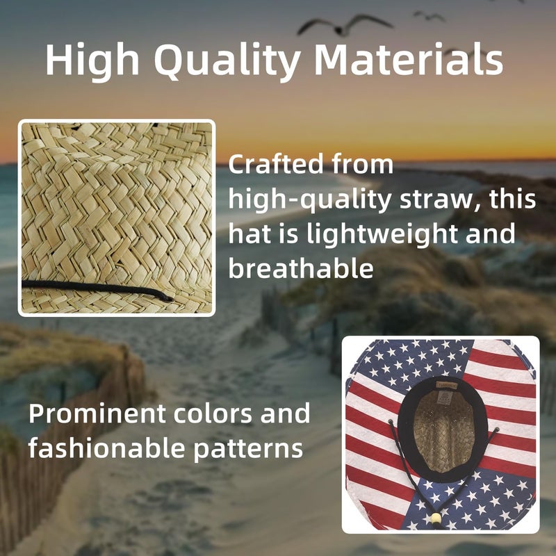 TUREVIEW Store Men's and Wowen's Lifeguard Straw Hat Wide Brim Beach Hat Sun Protection Outdoor Hat for Fishing Hiking - Image 5